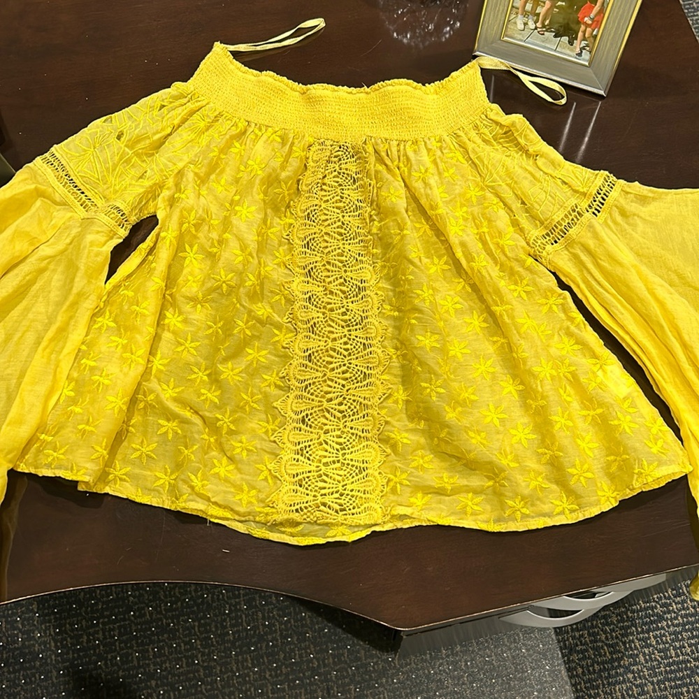 Ramy Brook off the shoulder yellow size small fun top